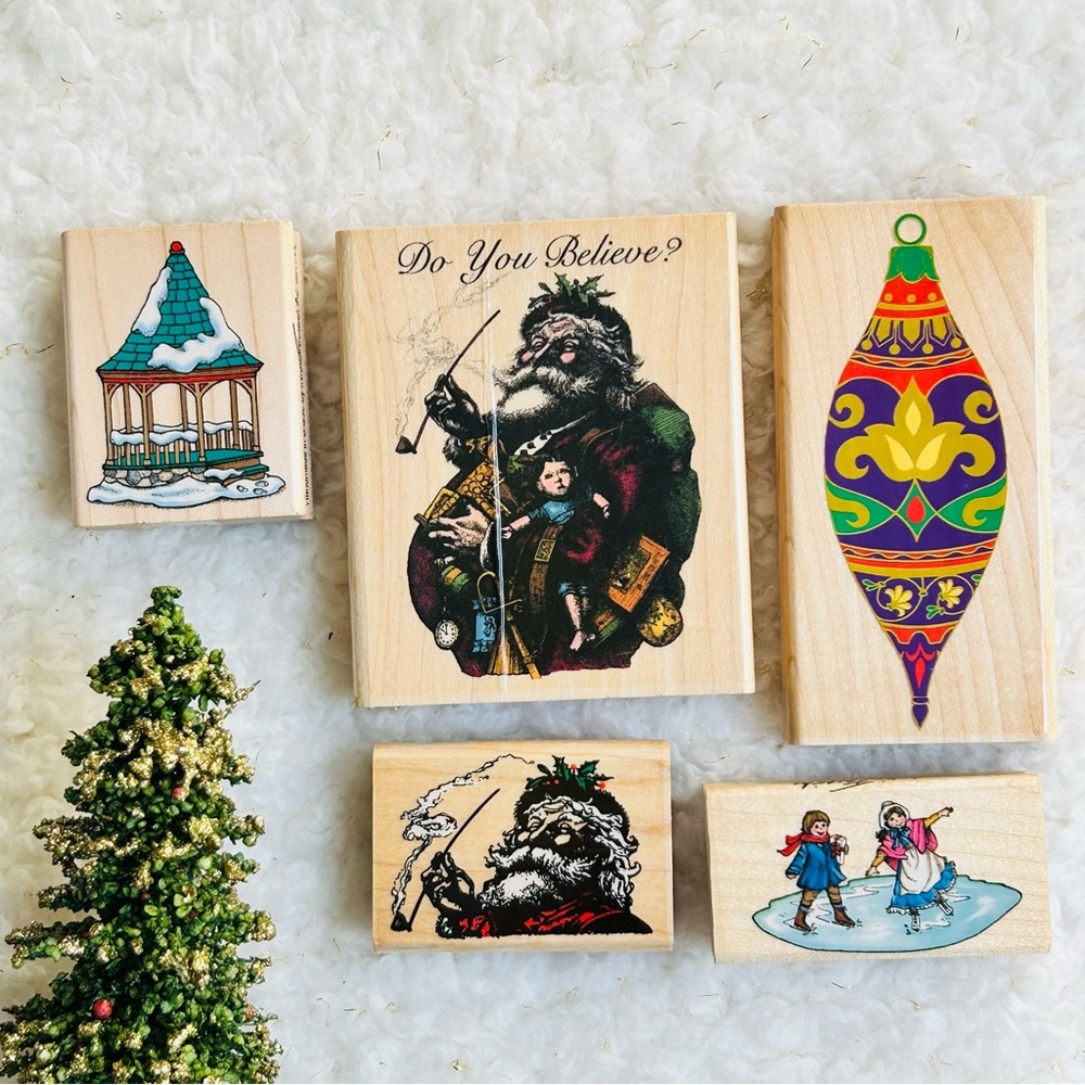 COPY - New Set of  5 Vintage Christmas Inkadinkado Jackie Frerichs rubber stamp…